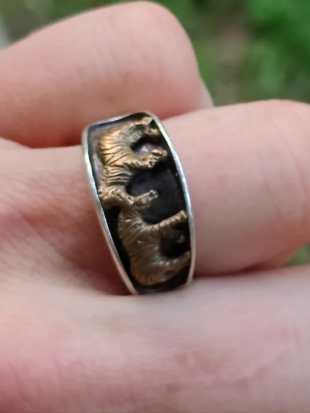 🦓 Navajo TED Ott sterling silver zebra ring